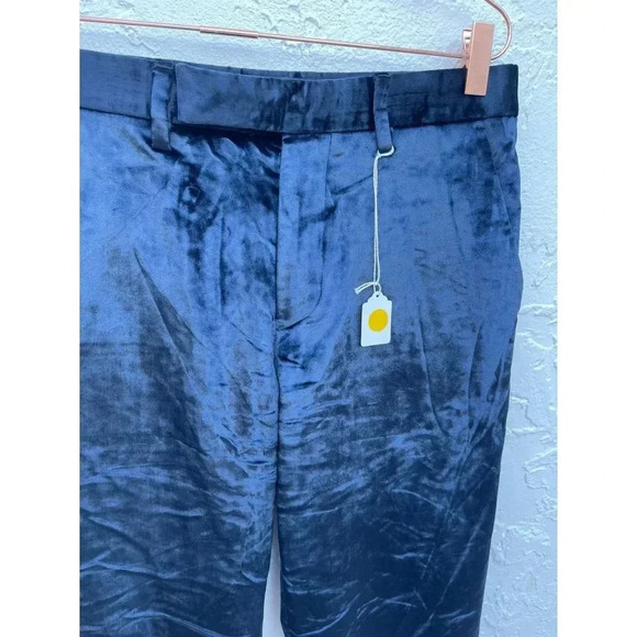Paul Smith Womens Flat Front Velvet Trouser Pants Blue Sz M - Picture 4 of 16